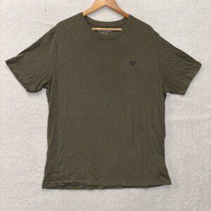 True Religion Brand Jeans Shirt Mens XL Green Y2K Flashy Iconic Statement Casual